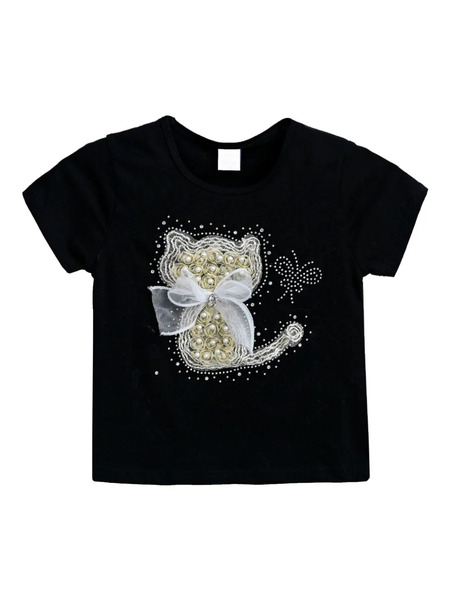  Mimi Tutu Cat-appliqué T-shirt - Black 