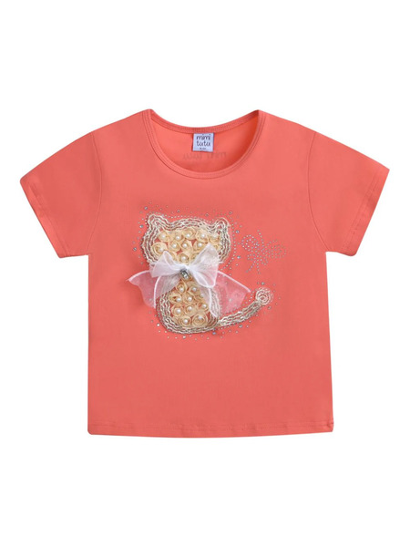  Mimi Tutu Cat-appliqué T-shirt - Orange 