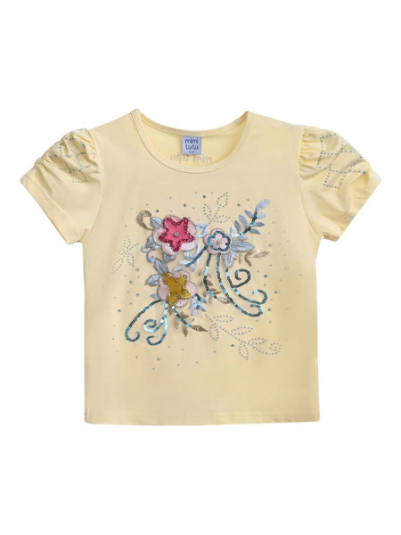  Mimi Tutu Floral-appliqué T-shirt - Yellow 