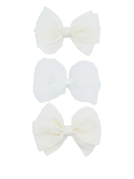  Mimi Tutu Lace-bow Hairclips (set Of Three) - White 