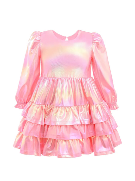  Mimi Tutu Metallic Ruffled Dress - Pink 