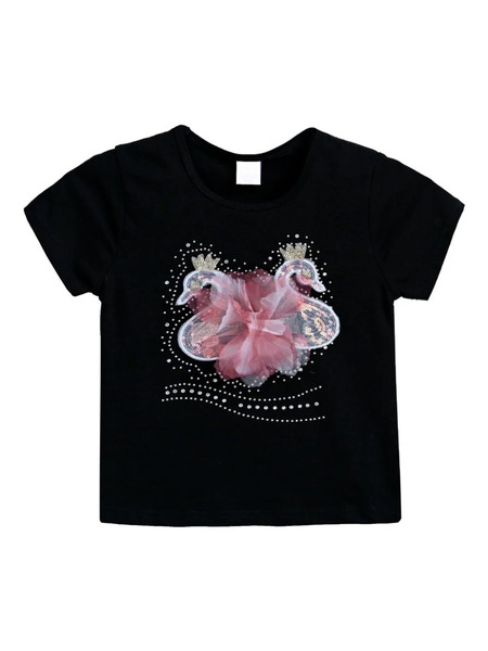  Mimi Tutu Swan-appliqué T-shirt - Black 