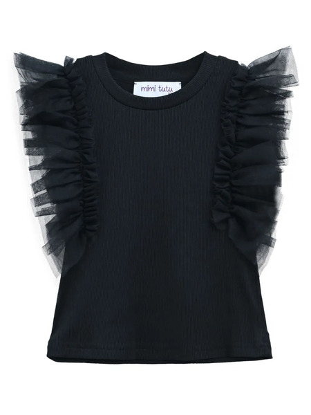  Mimi Tutu Tulle-sleeve T-shirt - Black 