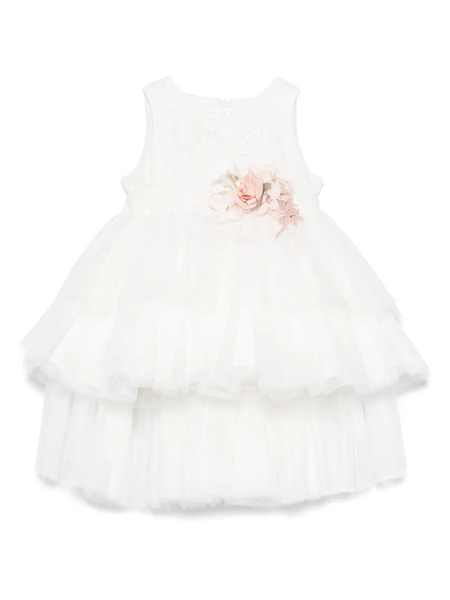  Mimilù Floral-appliqué Dress - White 
