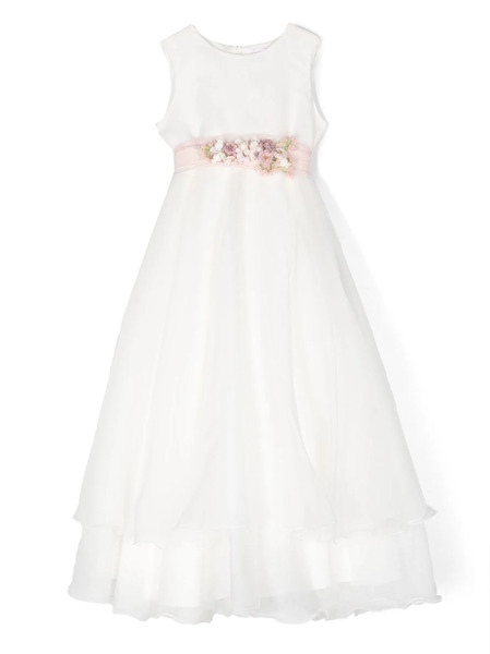  Mimilù Floral-appliqué Long Dress - White 