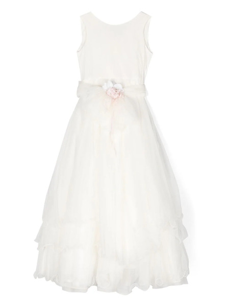  Mimilù Floral-appliqué Long Dress - White 