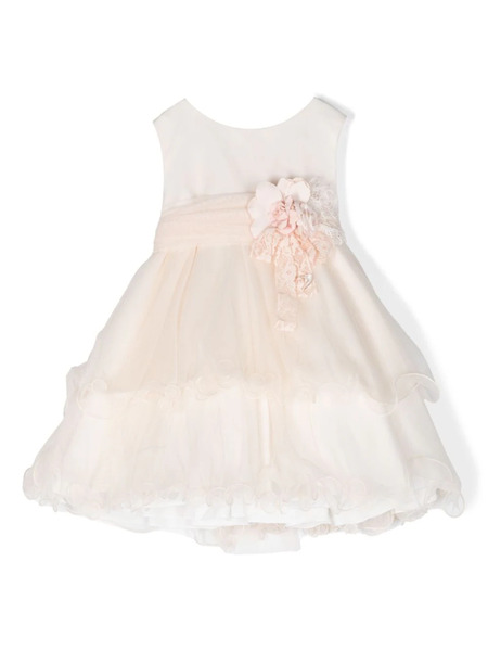  Mimilù Floral-appliqué Tiered Dress - Neutrals 