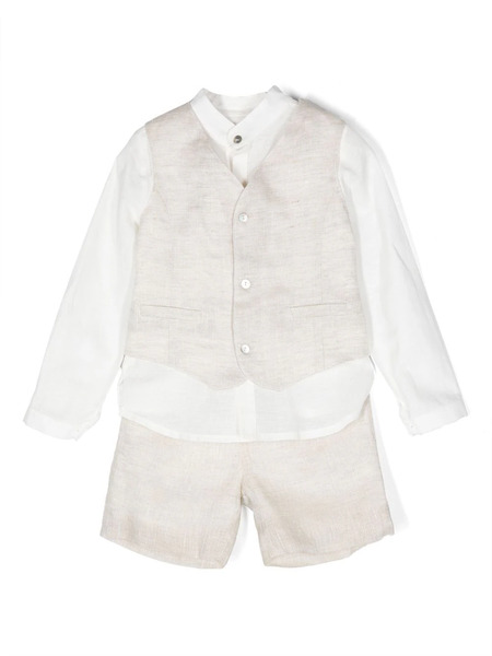  Mimilù Three-piece Linen Shorts Suit - White 