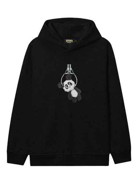  Mini Cream Appliqué Hooded Sweater - Black 