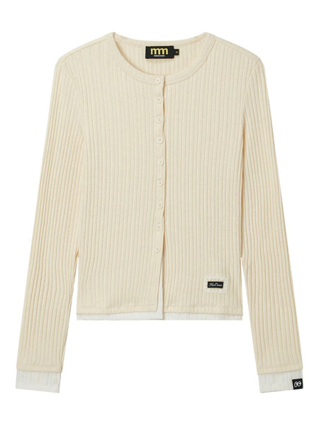  Mini Cream Buttoned Ribbed Cardigan - Neutrals 