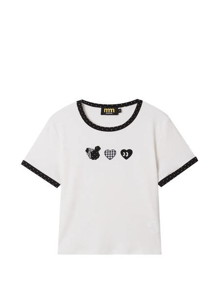  Mini Cream Contrasting-trim T-shirt - White 