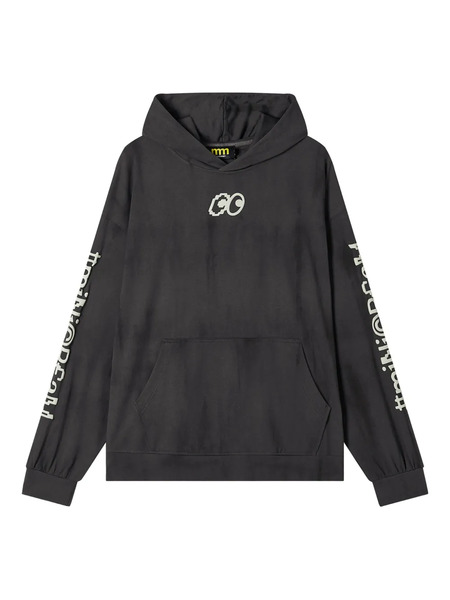  Mini Cream Eye-embellished Sleeve-print Hoodie - Grey 