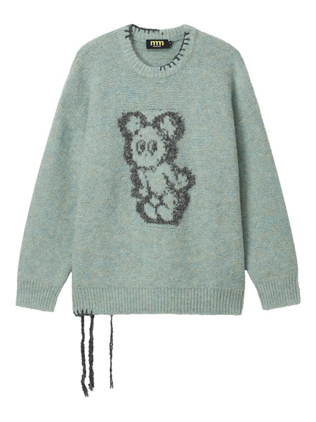  Mini Cream Graphic-design Sweater - Blue 