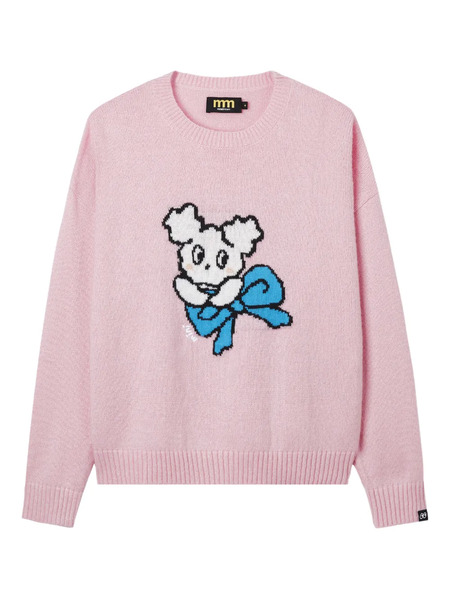  Mini Cream Intarsia-knit Crew-neck Sweater - Pink 