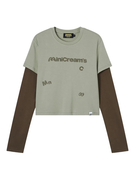  Mini Cream Layered Graphic Top - Green 