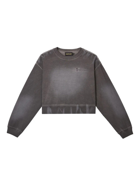  Mini Cream Logo-embroidered Cropped Sweatshirt - Grey 