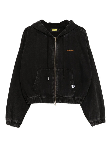  Mini Cream Logo-embroidered Jacket - Black 