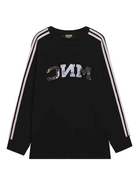  Mini Cream Long-sleeve Stripe T-shirt - Black 