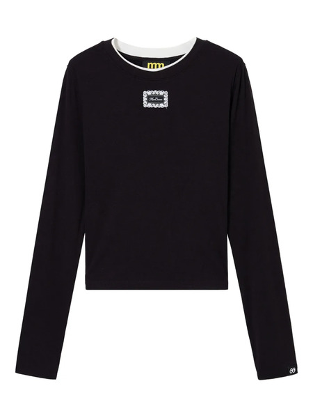  Mini Cream Long-sleeve Top - Black 