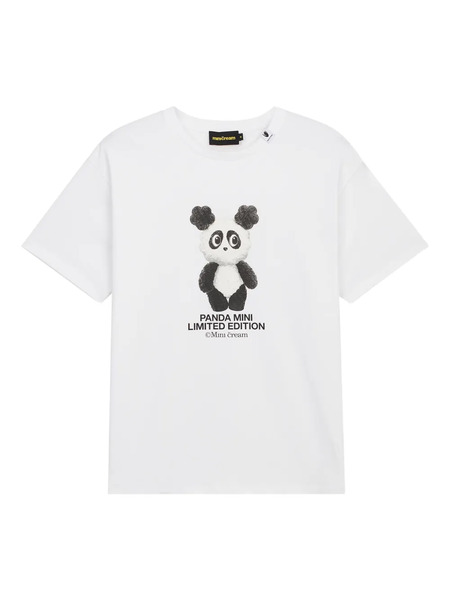  Mini Cream Panda Mini Graphic-print T-shirt - White 