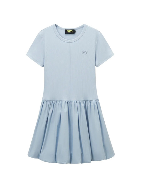  Mini Cream Panelled Mini Dress - Blue 