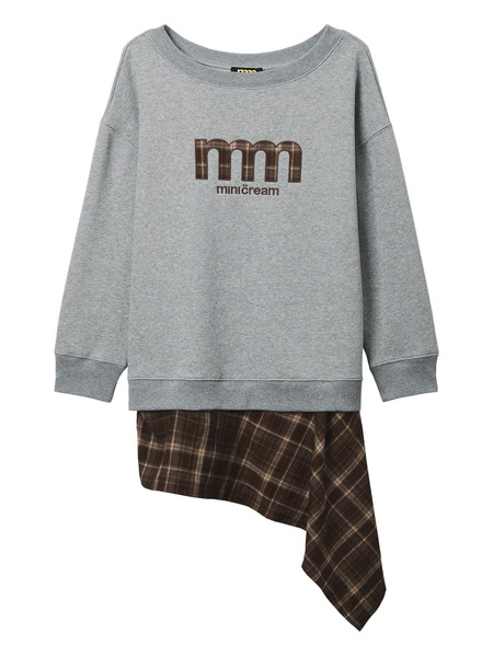  Mini Cream Plaid Sweatshirt - Grey 