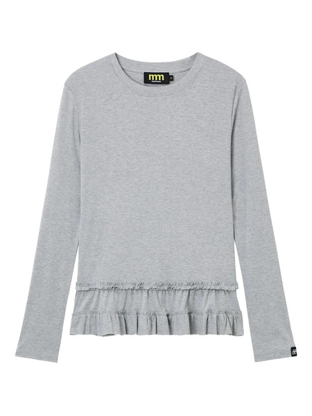  Mini Cream Ruffled Long-sleeve Top - Grey 