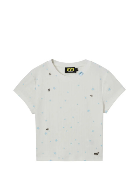  Mini Cream Star-print Cropped T-shirt - White 