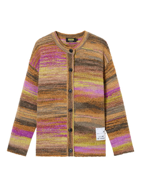  Mini Cream Striped Buttoned Cardigan - Brown 