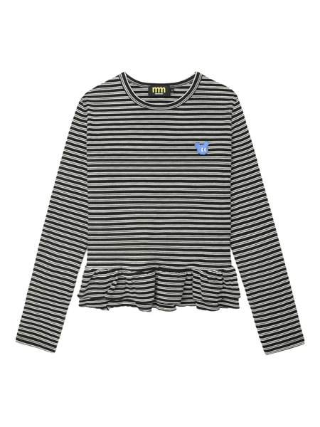  Mini Cream Striped Long-sleeve T-shirt - Black 