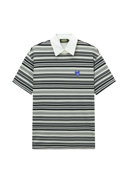  Mini Cream Striped Polo Shirt - White 