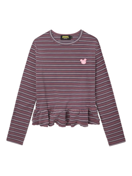  Mini Cream Striped Ruffled T-shirt - Purple 