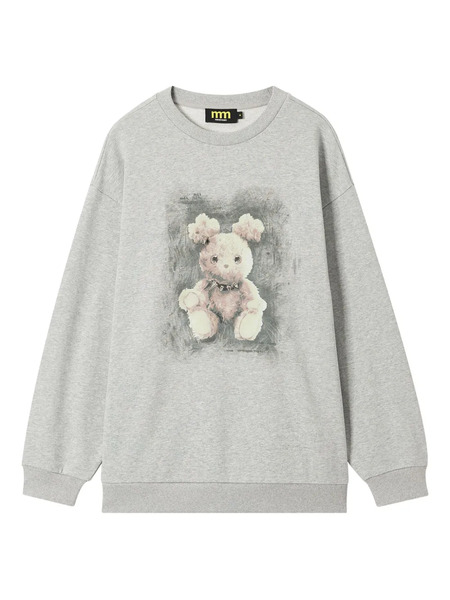  Mini Cream Teddy-print Sweatshirt - Grey 