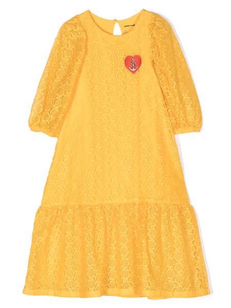  Mini Rodini Balloon-sleeve Lace Dress - Yellow 