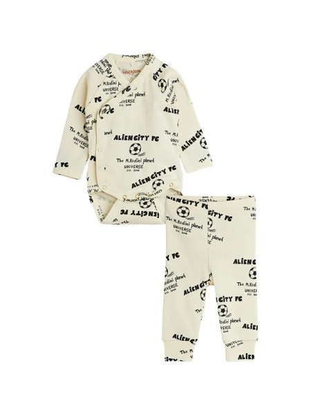  Mini Rodini Body And Trousers Set (set Of Two) - Neutrals 