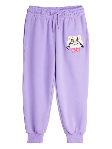  Mini Rodini Cat-appliqué Track Pants - Purple 