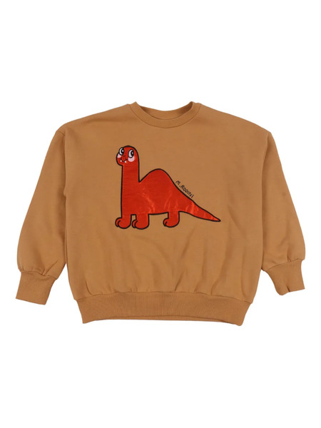  Mini Rodini Dinosaur-appliqué Long-sleeve Sweatshirt - Brown 