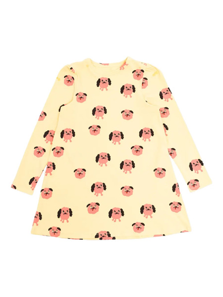  Mini Rodini Doggies Printed Long-sleeve Dress - Yellow 