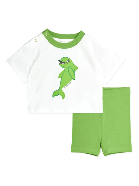  Mini Rodini Dolphin-print Cotton Tracksuit Set - Green 