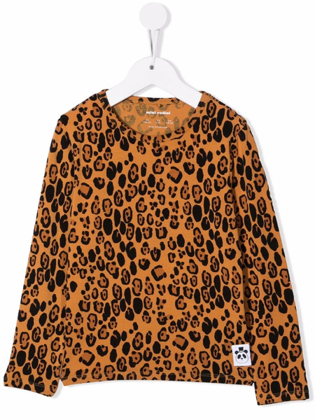  Mini Rodini Leopard-print Long-sleeved T-shirt - Brown 