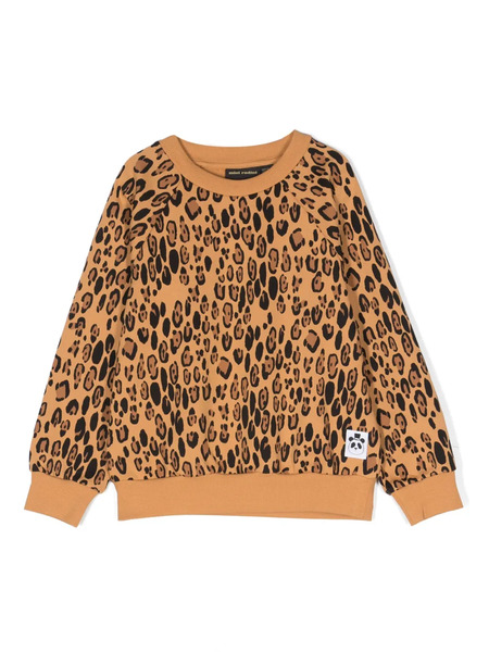  Mini Rodini Leopard-print Organic-cotton Sweatshirt - Brown 