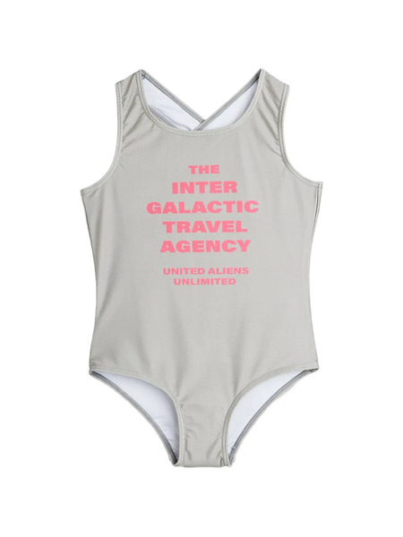  Mini Rodini Lettering-print Swimsuit - Grey 