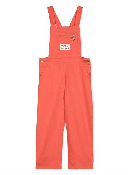  Mini Rodini Logo-patch Organic Cotton Dungarees - Red 