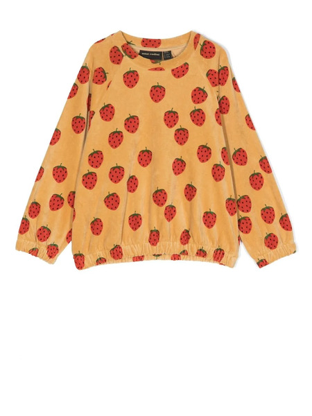  Mini Rodini Organic-cotton Strawberry-print Sweatshirt - Neutrals 