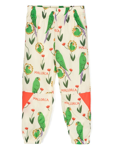  Mini Rodini Parrots Crinkled Track Pants - Neutrals 