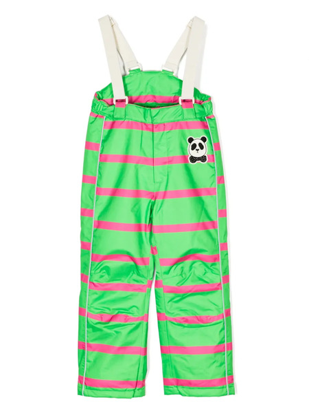  Mini Rodini Patch-detail Stripe-pattern Dungarees - Green 