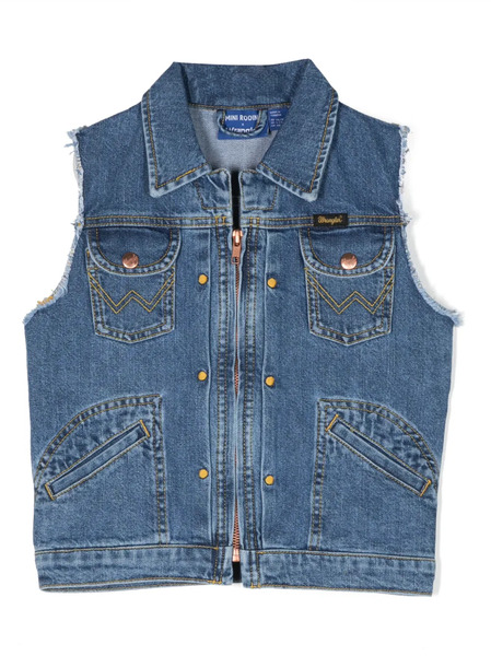  Mini Rodini Pockets Organic-cotton Denim Gilet - Blue 