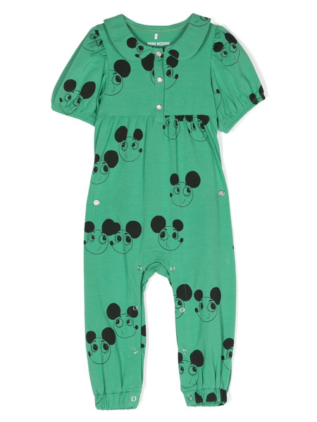  Mini Rodini Ritzratz-print Romper - Green 