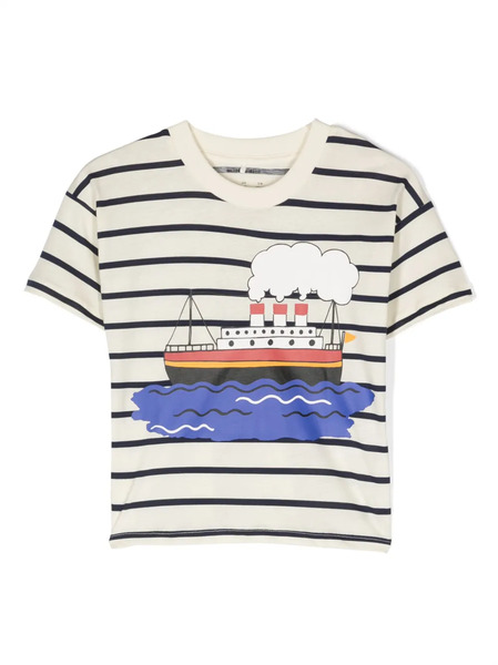 Mini Rodini Striped Graphic-print T-shirt - Blue 