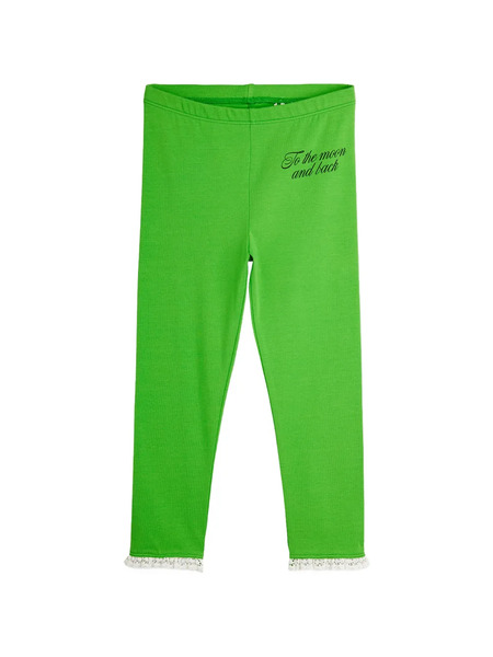  Mini Rodini To The Moon Lace Trim Trousers - Green 